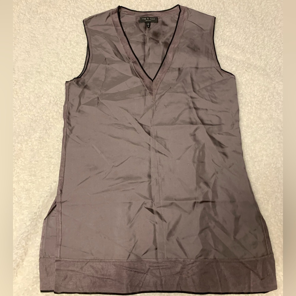 Rag & Bone 100% silk grey sleeveless tunic | XS